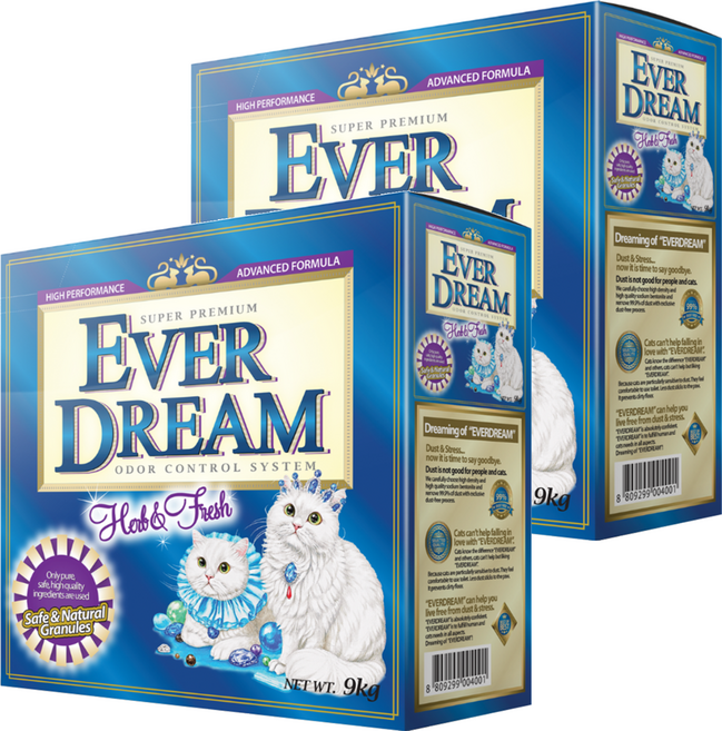 EVER DREAM 速凝結貓砂, 草本清新配方, 9kg, 2盒