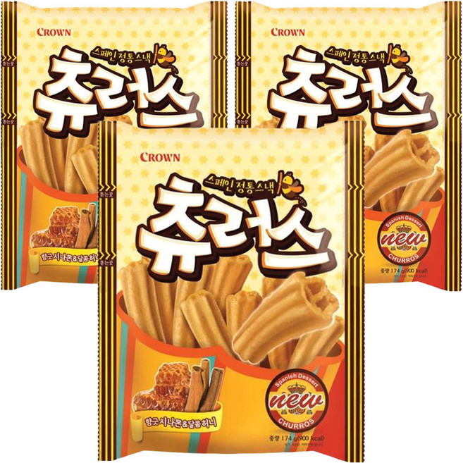 크라운 스페인 정통스낵 츄러스, 174g, 3개