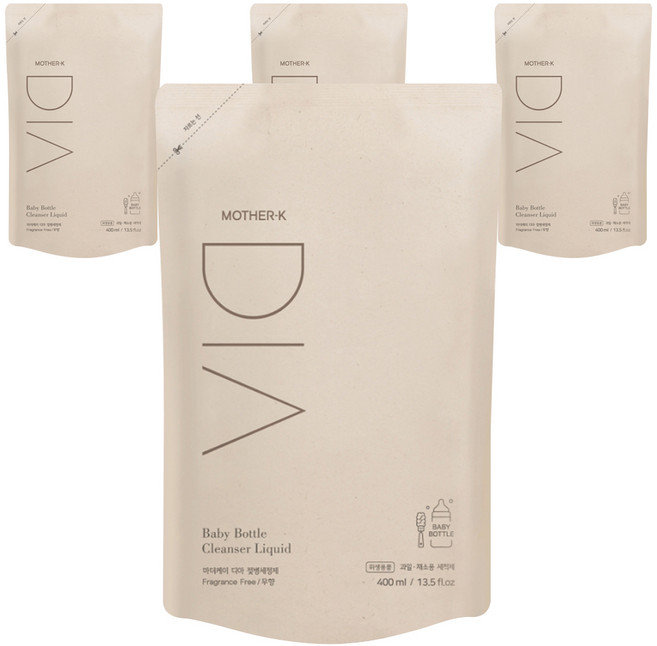마더케이 유아용 디아 젖병세정제 리필형 무향, 400ml, 4개