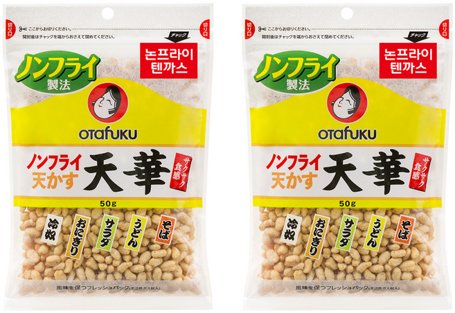 오타후쿠 튀기지 않은 논프라이 텐까스, 50g, 2개