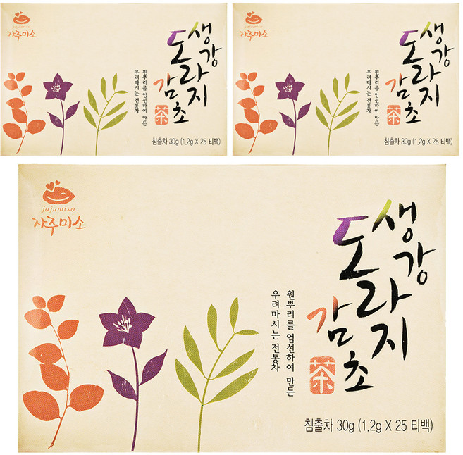 지산식품 생강도라지감초차, 1.2g, 25개입, 3개