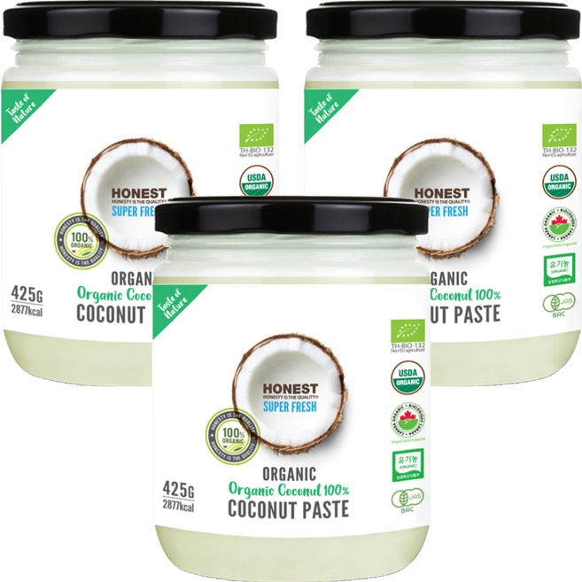 어니스트 100% 유기농 코코넛 페이스트, 425g, 3개