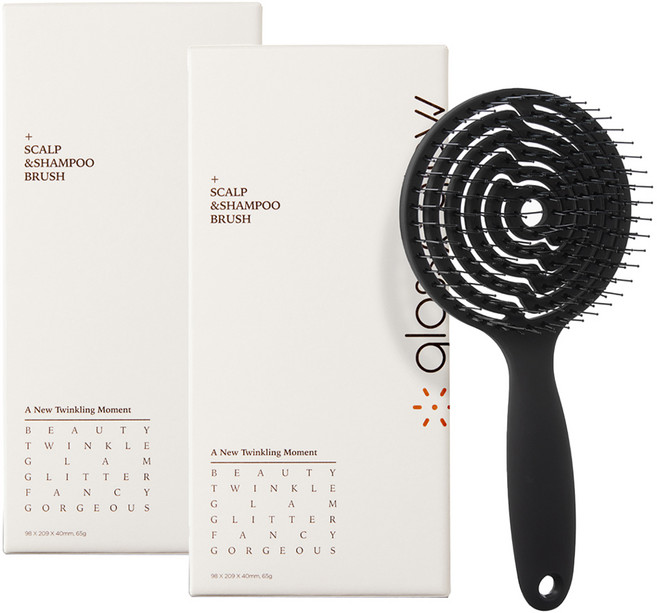 글로스앤글로우 두피쓱싹 샴푸브러쉬, 블랙, 2개