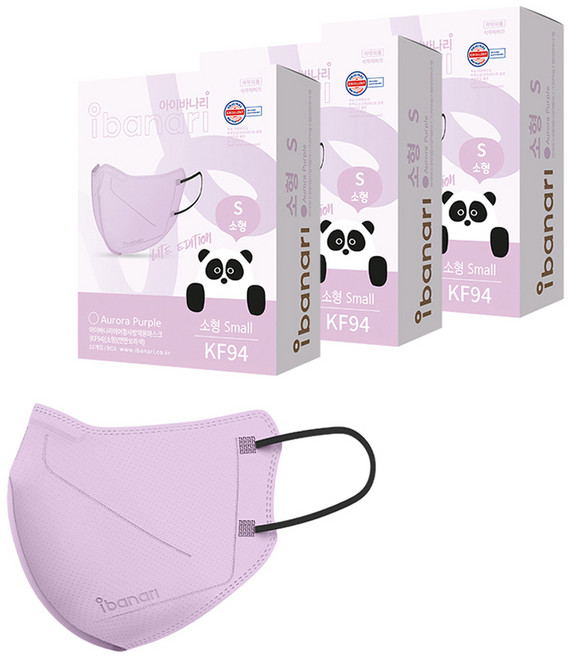 아이바나리 에어황사방역용마스크 소형 S KF94, 10개입, 3개, 오로라 퍼플