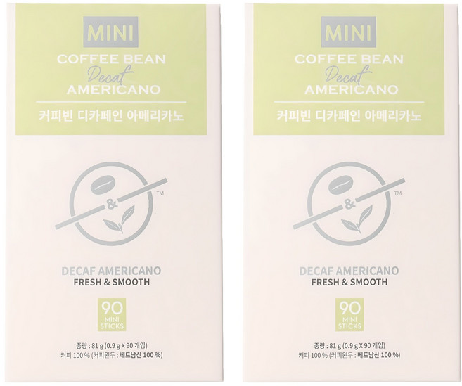 커피빈 디카페인 아메리카노 원두커피믹스, 900mg, 90개입, 2개
