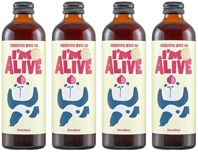 아임얼라이브콤부차 유리병 석류, 1개입, 4개, 315ml