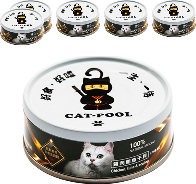 CAT-POOL 貓侍 全齡貓 低敏食材天然主食罐, 80g, 6罐