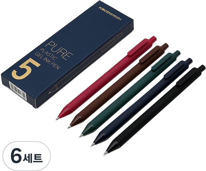 카코 퓨어 빈티지 젤펜 0.5mm 5종 세트, 혼합색상, 6세트