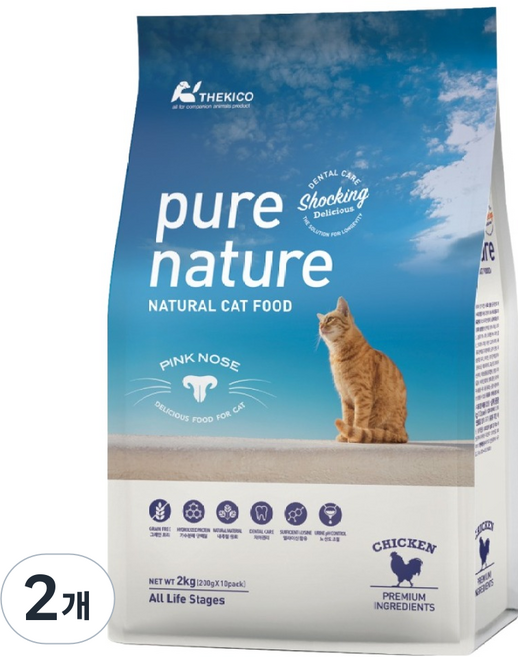 퓨어네이쳐 고양이 치킨 사료=, 닭, 2kg, 2개