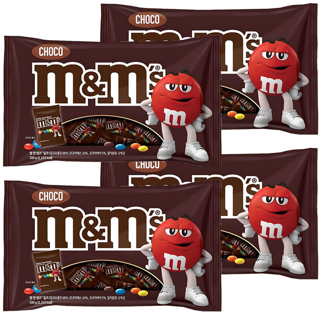 엠앤엠즈 밀크 초콜릿 펀사이즈, 500g, 4개