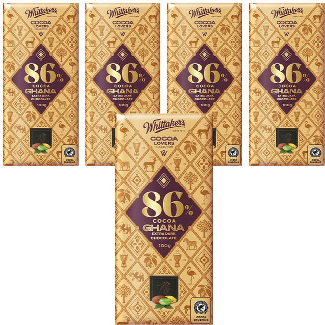 휘태커스 코코아 러버 86% 초콜릿, 100g, 5개