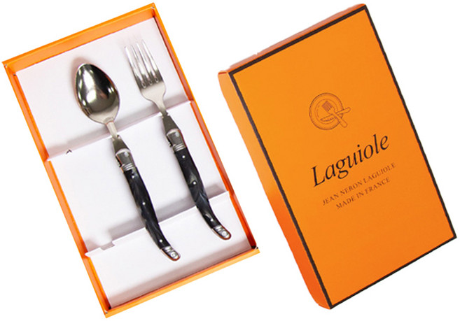 장네론 라귀올 선물패키지 디너 세트, 마블블랙, 스푼+포크+선물 패키지 박스, 1세트