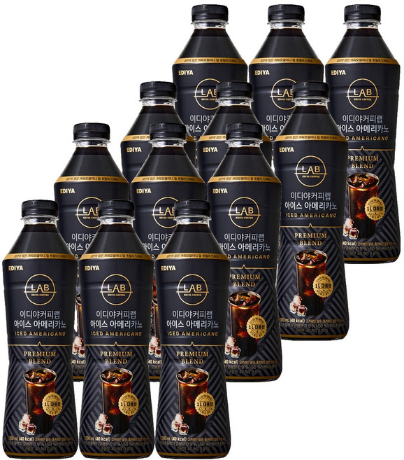 이디야커피연구소 아이스 아메리카노, 1L, 12개