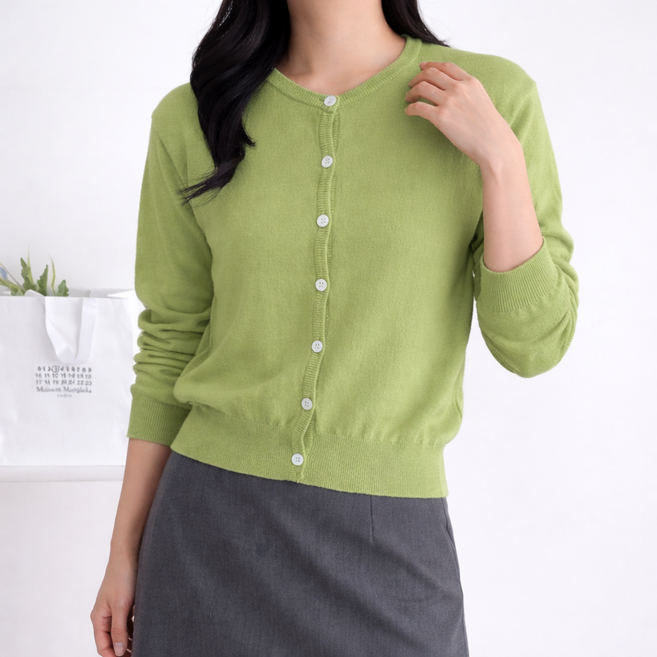 라라온 여성용 라운드넥 긴팔 니트 가디건 TSP2767