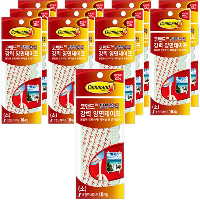 코맨드 3M 리필테이프 소형 10입, 화이트, 12개