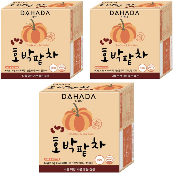 다하다 호박팥차, 1.5g, 40개입, 3개