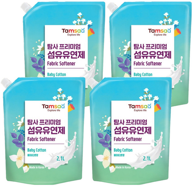 Tamsaa 高級衣物柔軟精 補充包, 2.1L, 4包