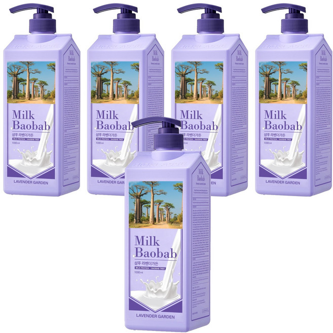 밀크바오밥 샴푸 라벤더가든향, 1L, 5개