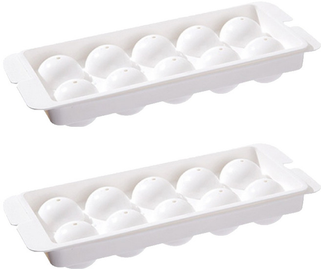 FaSoLa 圓圓PP製冰盒 10格小圓 耐溫: -20度~120度, 白色, 2個