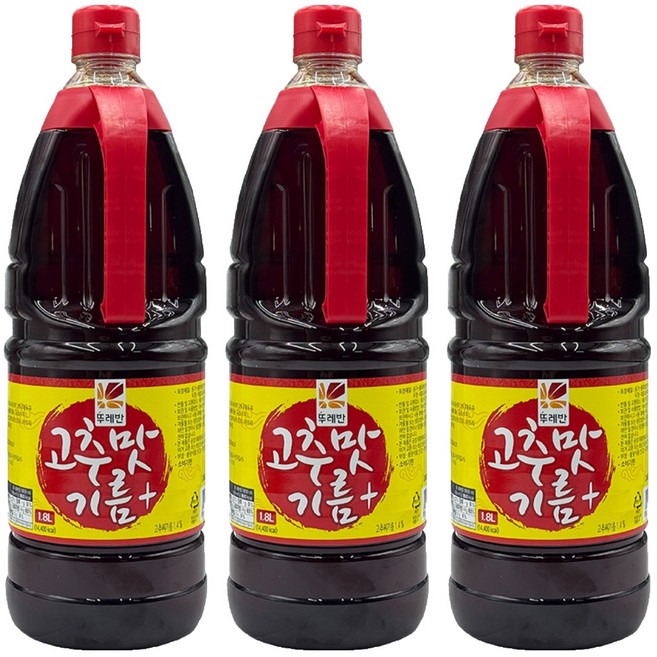 뚜레반 고추맛기름+, 3개, 1.8L