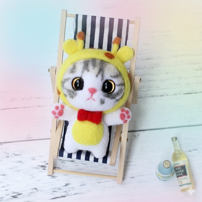 아트조이 DIY 양모펠트 키트, 1세트, 기린고양이