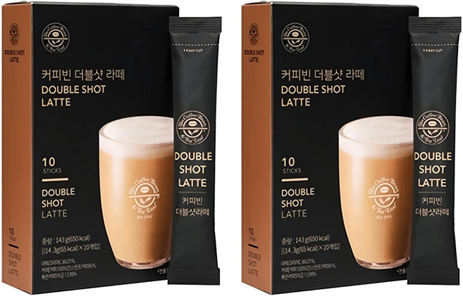 커피빈 더블샷 라떼 커피믹스, 14.3g, 10개입, 2개
