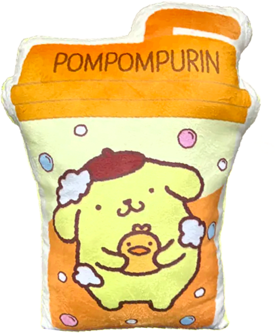 Sanrio 三麗鷗 布丁狗果汁杯造型抱枕, 歡樂沐浴時光 黃色