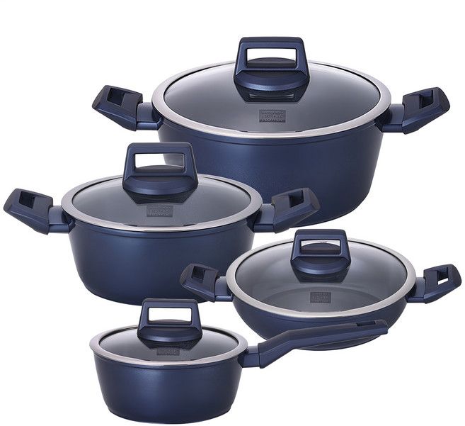 쿠킨 인덕션 그린우드 냄비세트 4개, 다크블루, 편수냄비 18cm + 양수냄비 20cm + 양수냄비 24cm + 전골냄비 24cm, 1세트
