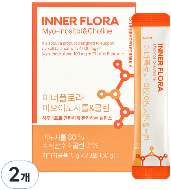 유한건강생활 이너플로라 미오이노시톨 앤 콜린 4000 30p, 150g, 2개