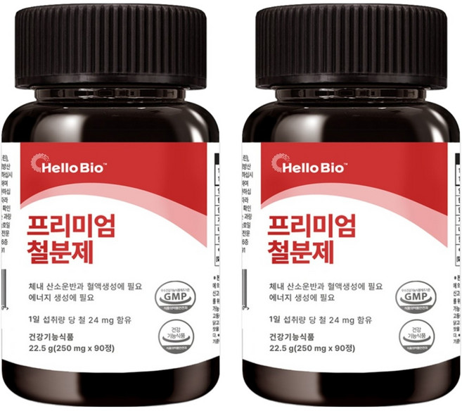 헬로바이오 프리미엄 철분제, 90정, 2개
