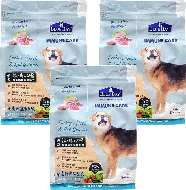 BLUE BAY 倍力 犬用 褐藻防護低敏配方 乾飼料, 1.5kg, 3袋, 低敏感