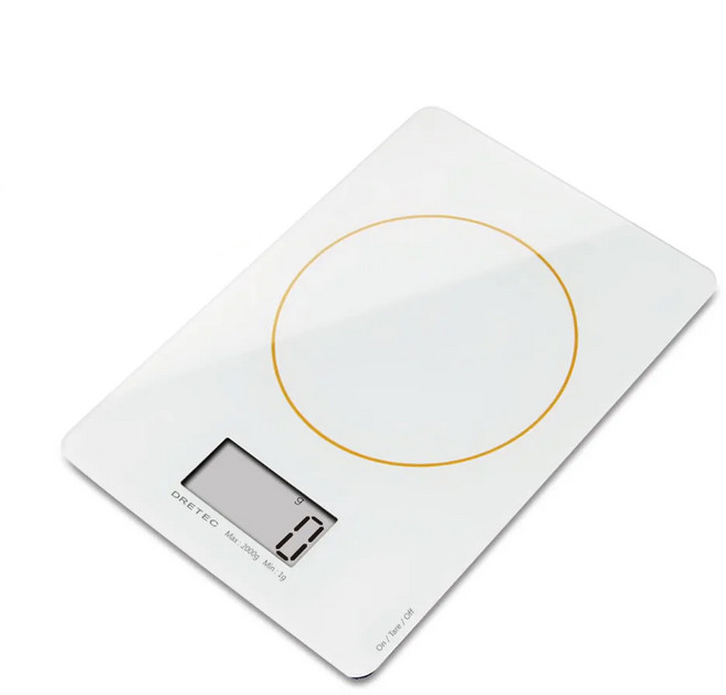 dretec 超薄強化玻璃型廚房電子料理秤/電子秤 KS-241WT 白色, 1個