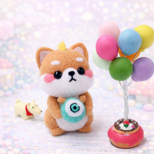 아트조이 DIY 양모펠트 키트, 1세트, 앉은시바(몬스터)