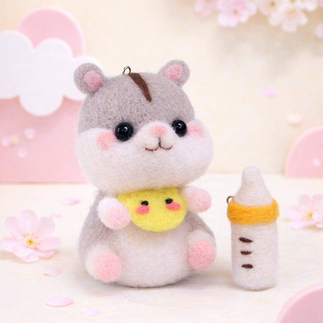 아트조이 DIY 양모펠트 키트, 1세트, 우유병햄스터