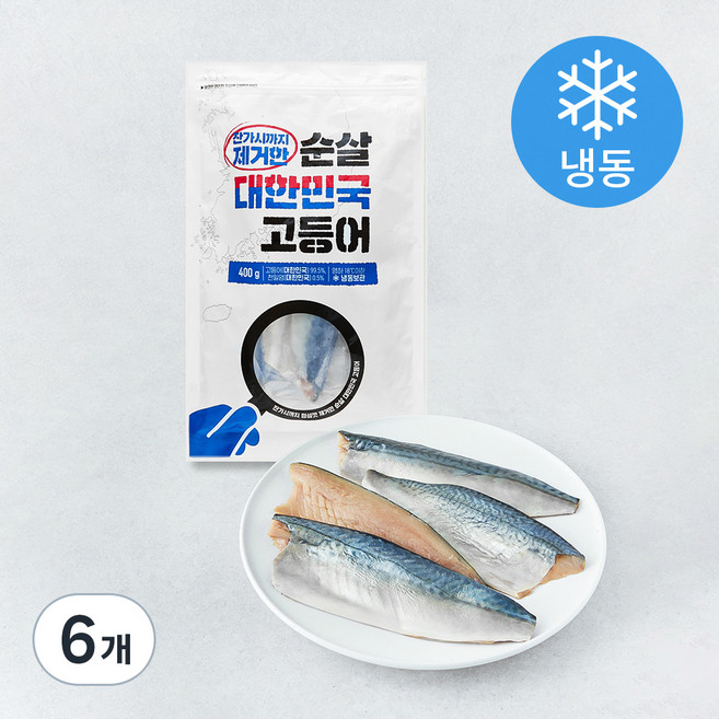 잔가시까지 제거한 순살 고등어 (냉동), 6개, 400g