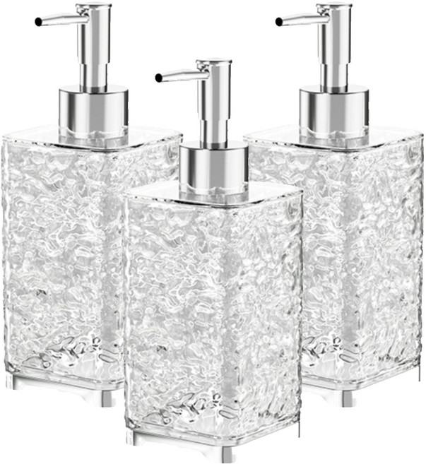 冰川紋分裝瓶 400ml, 3個, 透銀方形