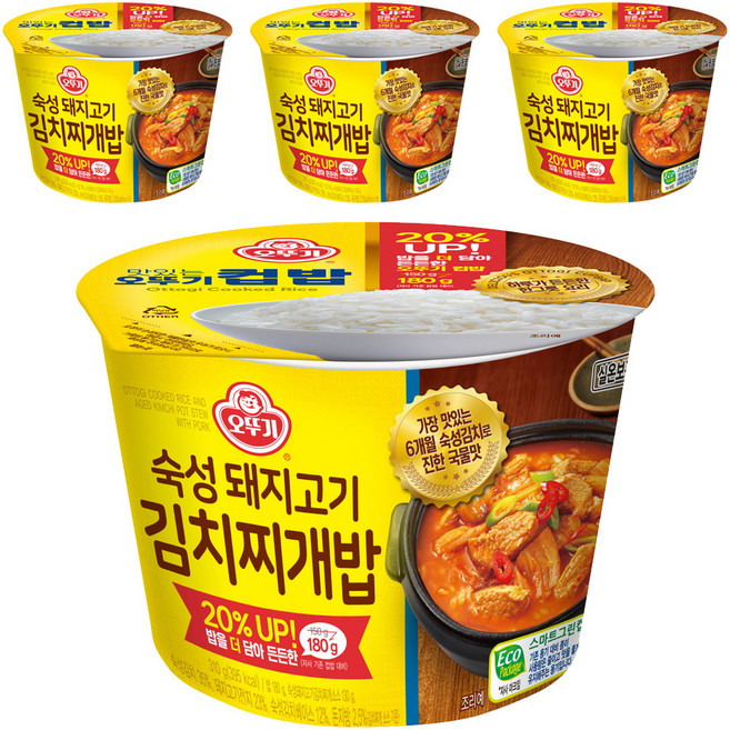 오뚜기 컵밥 숙성돼지고기 김치찌개밥, 4개, 310g