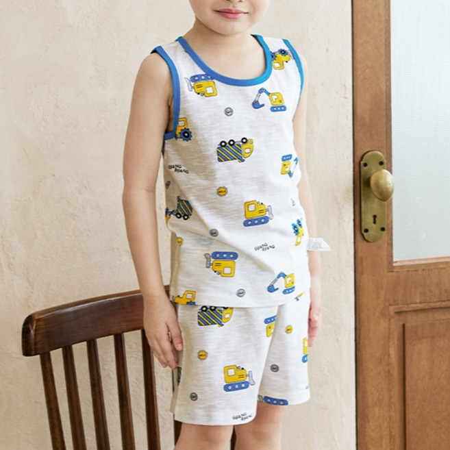 메이키즈 남아용 통기성 심플중장비 민소매슬럽 상하의 세트