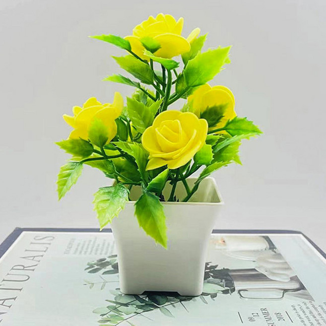 디어모모 플랜테리어 소형 미니어쳐 조화 화분, 옐로우, 1개
