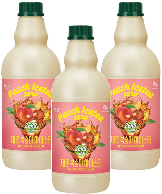 복음자리 제로 복숭아 아이스티, 1.58L, 3개