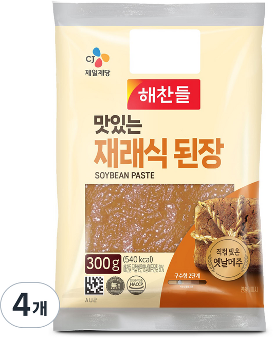 해찬들 맛있는 재래식 된장, 4개, 300g