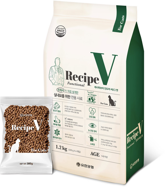 유한양행레시피브이 고양이 처방식사료, 인도어, 1.2kg, 1개