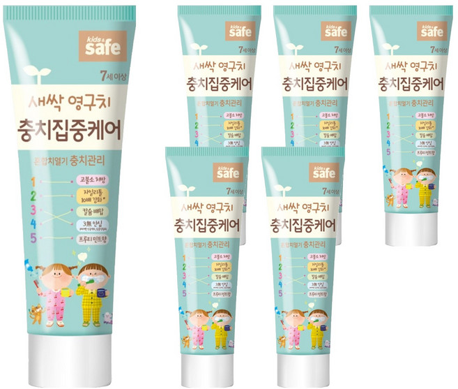 라이온 키즈세이프 충치 집중케어 치약, 60g, 6개