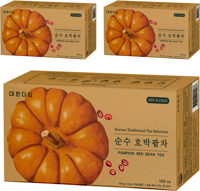 대한다업 순수 호박팥차, 1.5g, 3개, 100개입