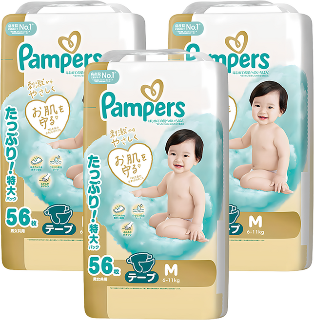 Pampers 幫寶適 日本境內版 黏貼型尿布 6~11kg, M, 168片