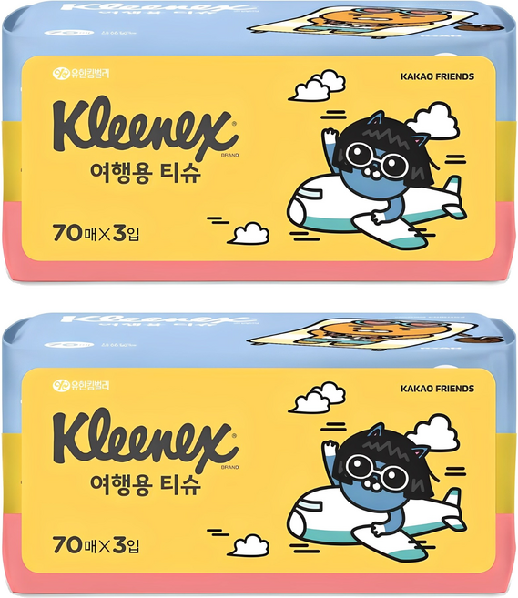 크리넥스 카카오프렌즈 여행용 티슈, 210개입, 2개