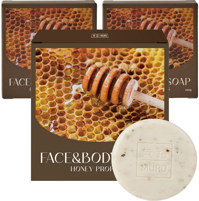 무로 허니 프로폴리스 비누 레몬버베나향, 75g, 3개입