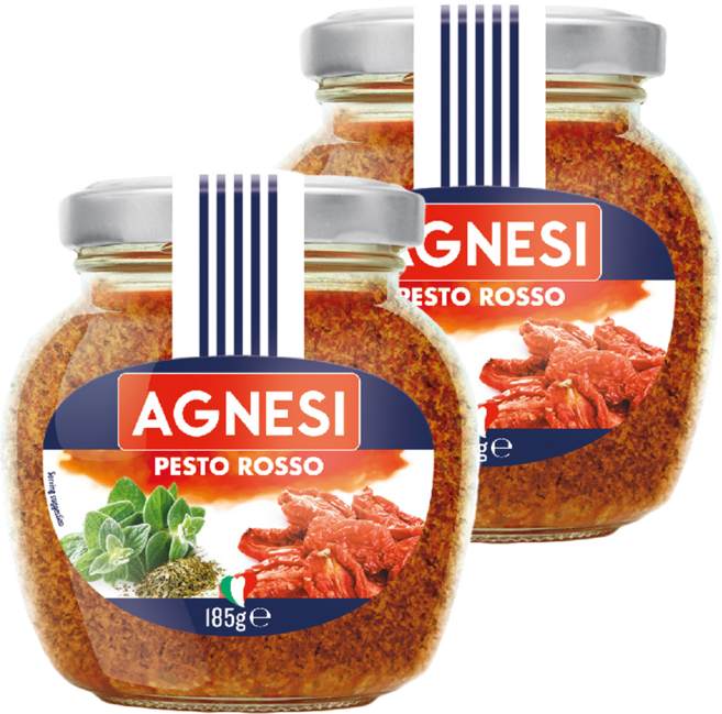 AGNESI 義式蒜香油漬風乾蕃茄口味義大利麵醬, 185g, 2罐