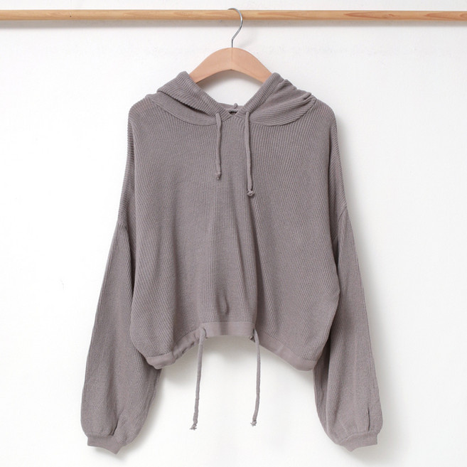 럽스 여성용 루이사 후드넥 퍼프소매 허리끈 니트