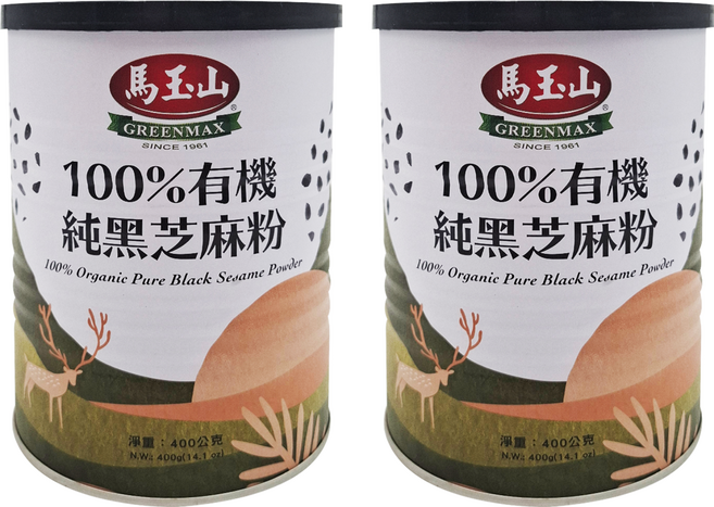 馬玉山 有機純黑芝麻粉, 400g, 2罐